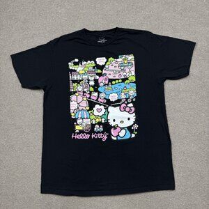 Hello Kitty Women's Size L Black Short Sleeve Sanrio Graphic Tee Casual